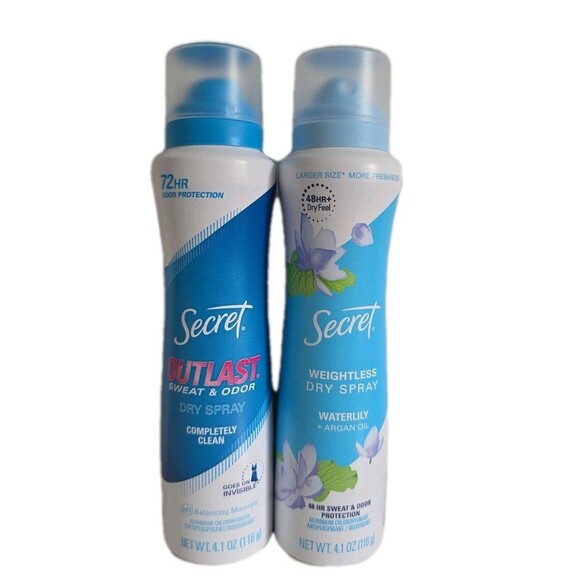 Secret Outlast & Weightless Dry Spray Bundle 4.1 oz Each – New Sealed - Picture 2 of 3